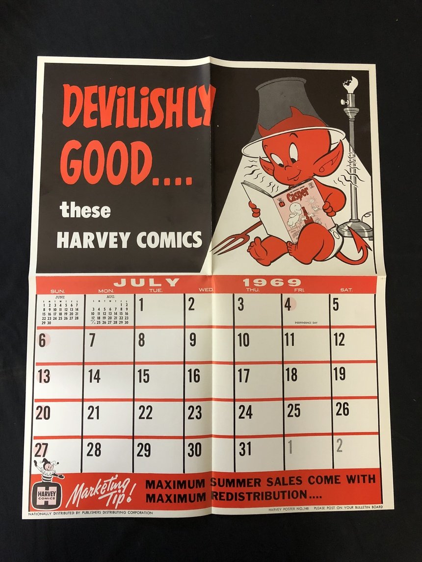 Amazon.com: HOT STUFF Harvey Comics Promo Sales Calendar Poster July 1968 :  Hogar y Cocina