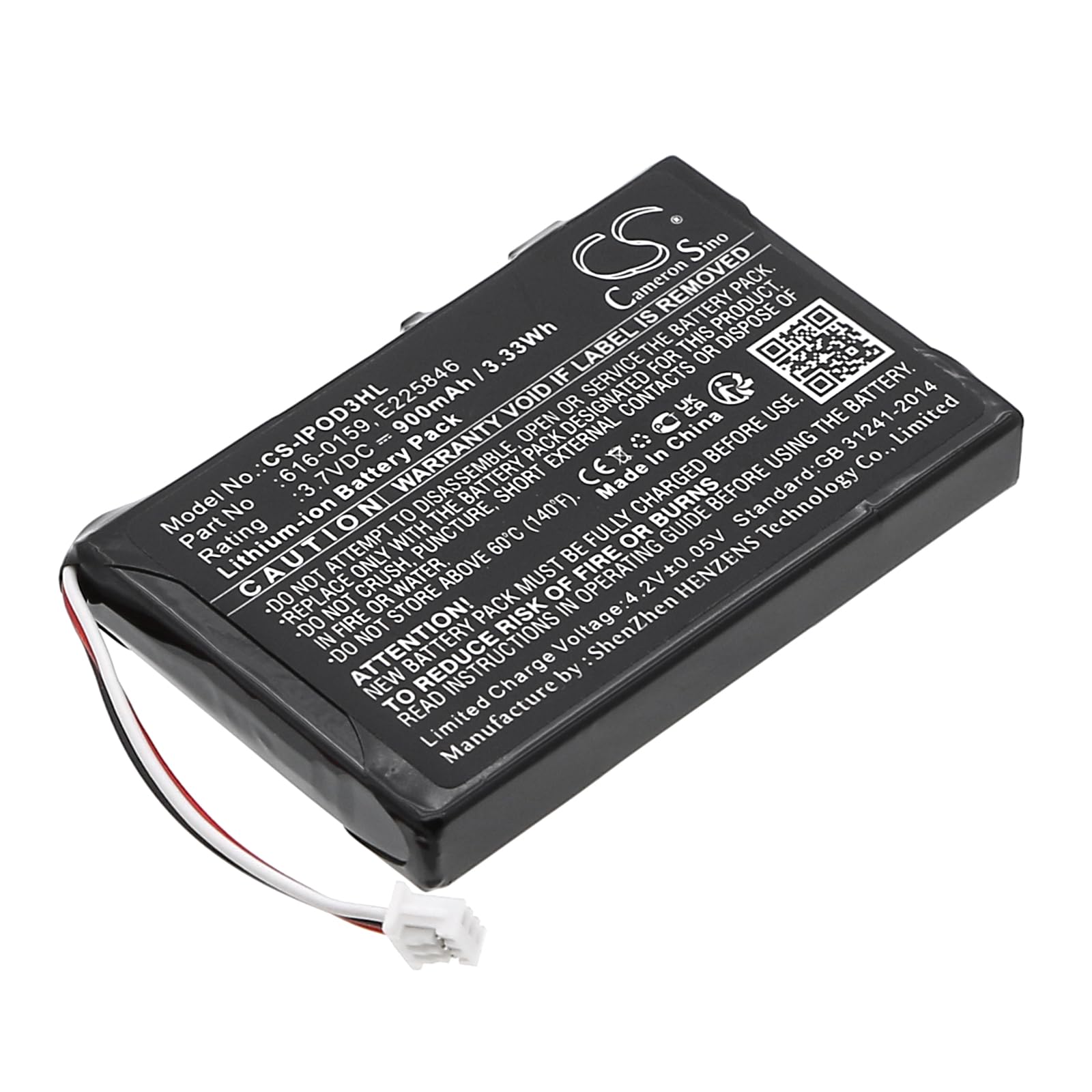 TECHTEK akku Kompatibel mit [Apple] iPOD 10GB M8976LL/A, iPOD 15GB M9460LL/A, iPOD 20GB M9244LL/A, iPOD 30GB M8948LL/A, iPOD 3th Generation, iPOD 40GB M9245LL/A Ersetzt 616-0159, für E225846 FBA