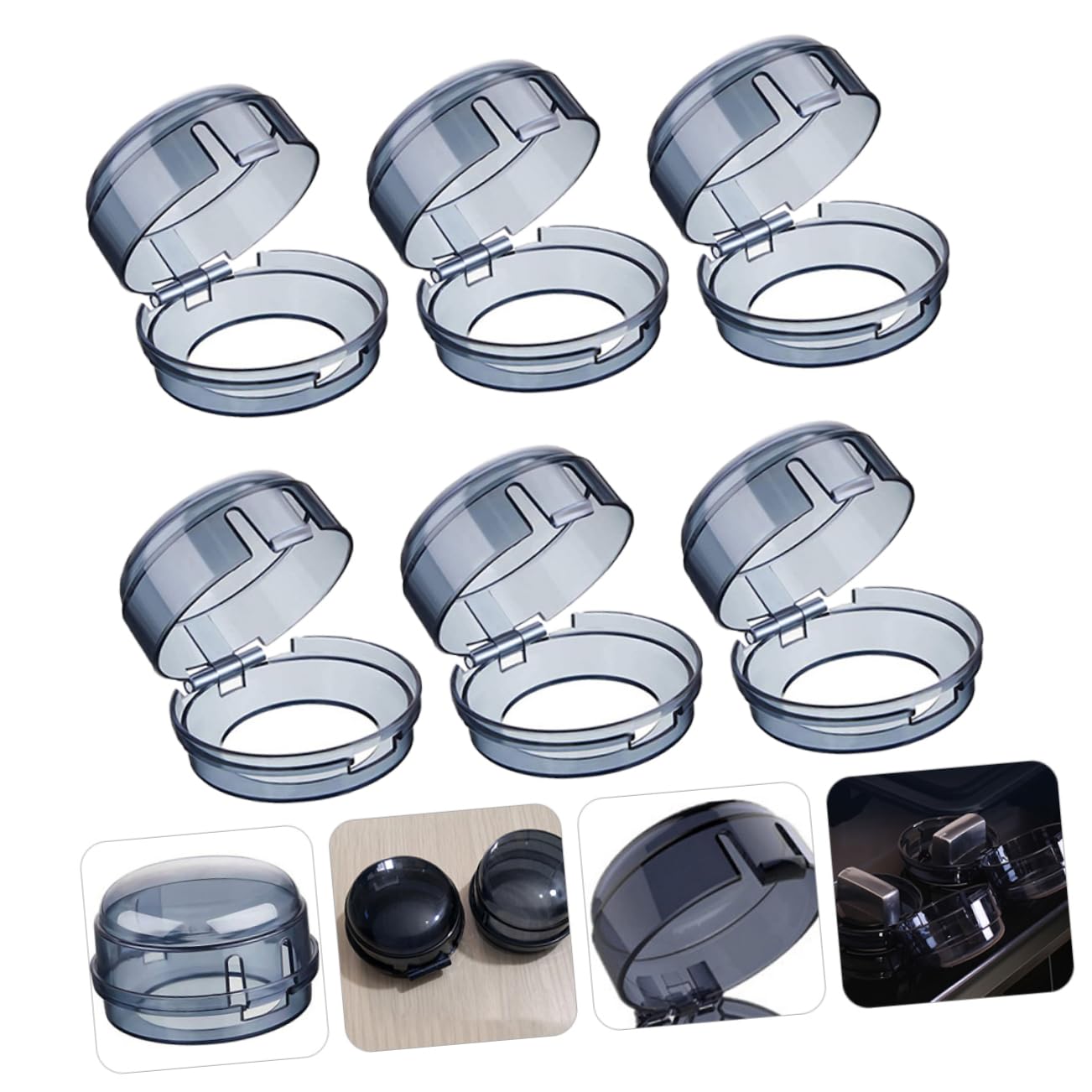 6pcs Gas Knob Protective Covers Childproof Cap Case for Stove Non-Adhesive Kitchen Range Replacement Knobs