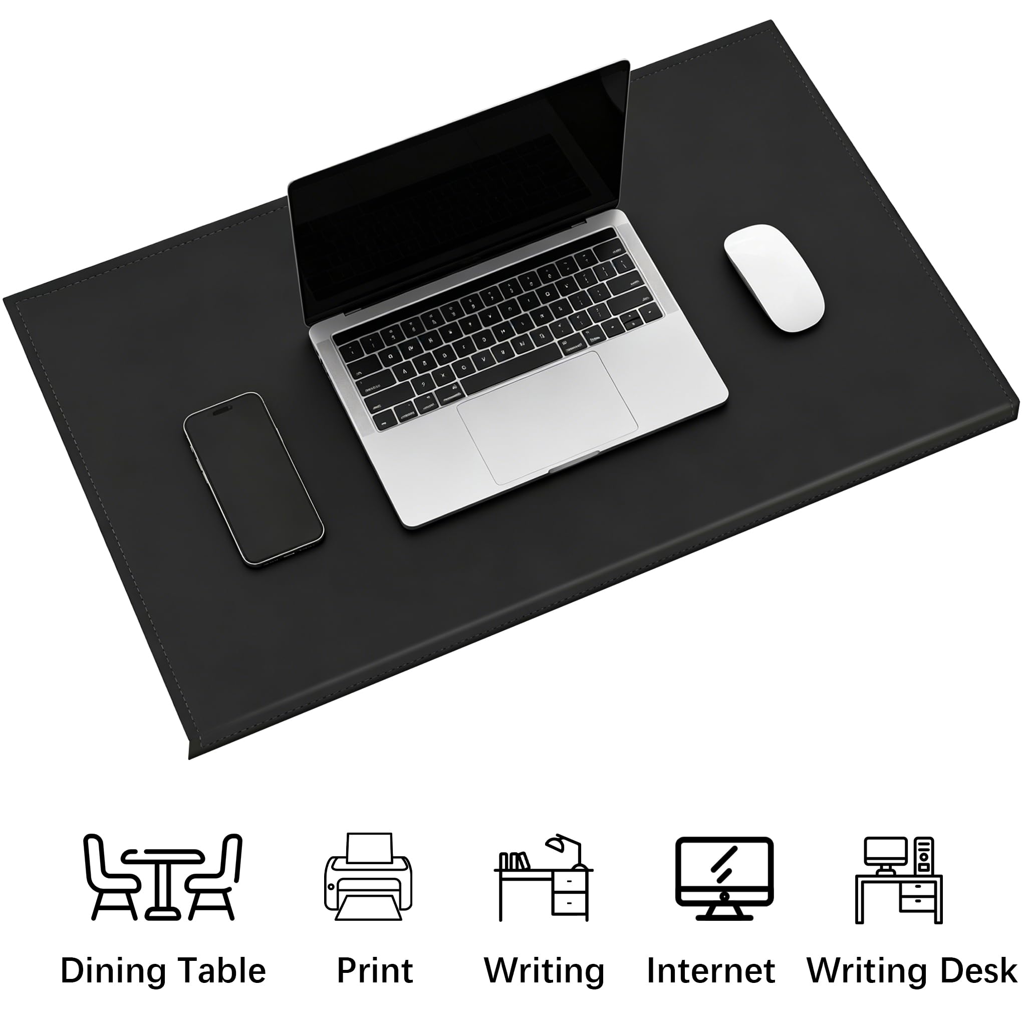 SK Studio Schreibtischunterlage mit Kantenschutz wasserdichte PU Leder, rutschfeste mit Kantenverriegelung Mausunterlage für Computertastatur, PC und Laptop Hellblau, 60x30cm