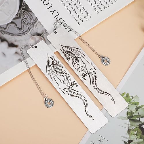 Miniatura 5 de 2 marcapáginas de dragón de regalo para hombres o niños, marcadores geniales para adultos y niños, regalos de fantasía para hombres (dragón)