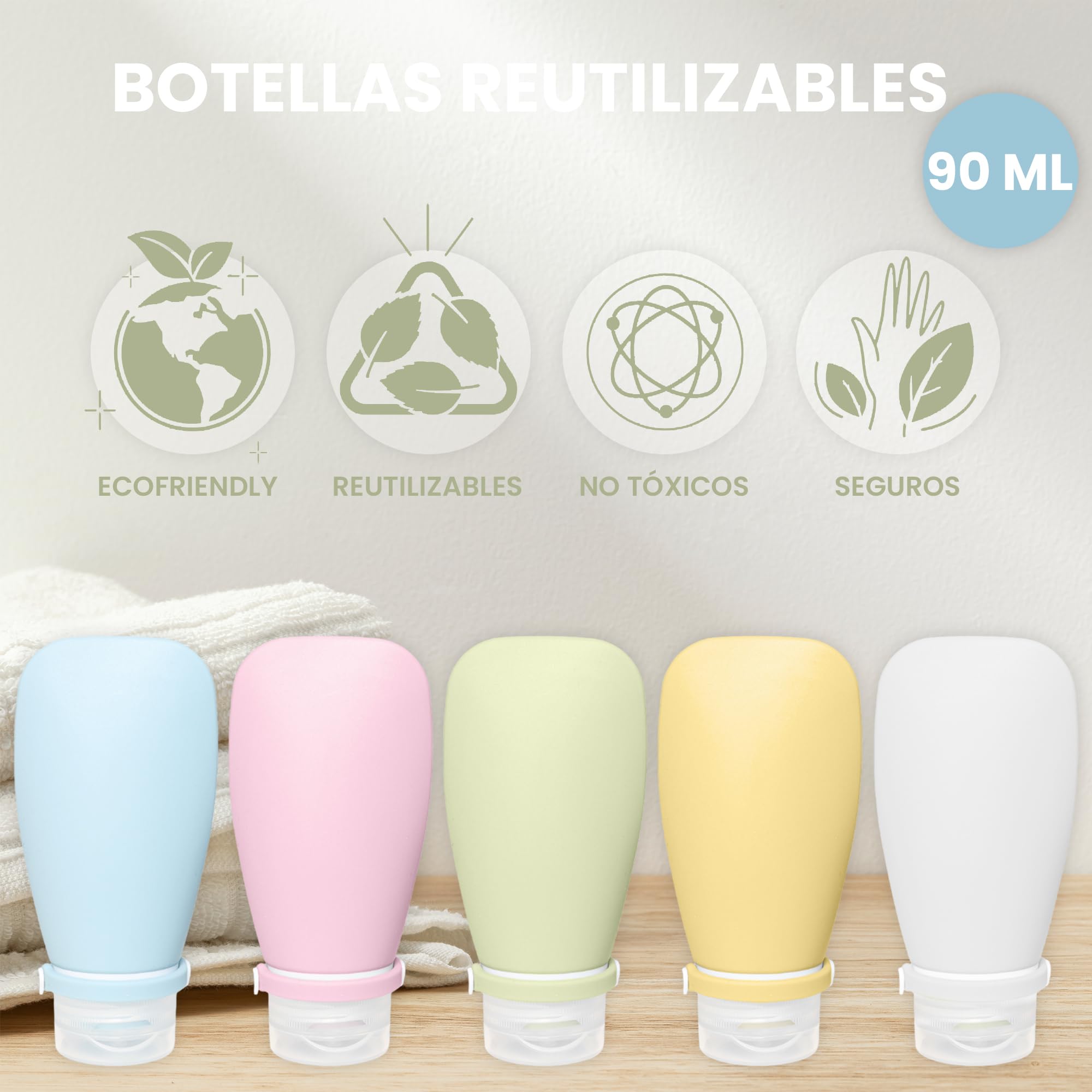 8 Copri Bottiglie In Silicone Da Viaggio - Antiperdita Per Shampoo, Bagnoschiuma E Articoli Da Toeletta - Foto 4