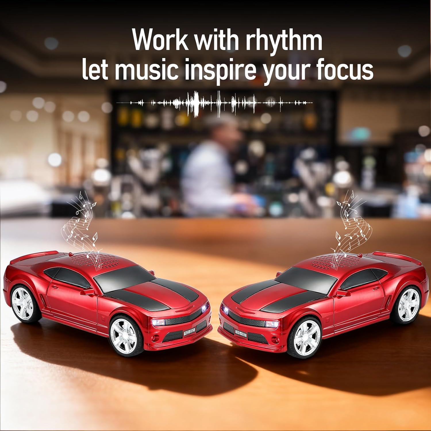 WSTER WS-592 Supercar Design Bluetooth Replica Speaker – Portable Car Model Wireless Speaker with TWS Stereo, FM Radio, LED Party Lights, USB/TF Playback, Hands-Free Calling, Microphone(Red)