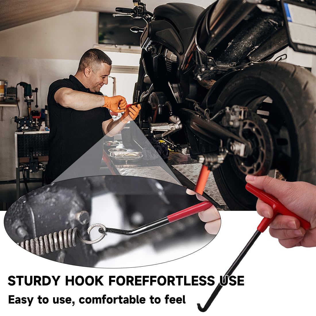 2 Pezzi Estrazione Gancio Molla in Acciaio Attrezzo,Strumento per Molla del Trampolino,T-Handle Gancio a Molla,Tira Molle Attrezzo Gancio per Motociclo Scooter