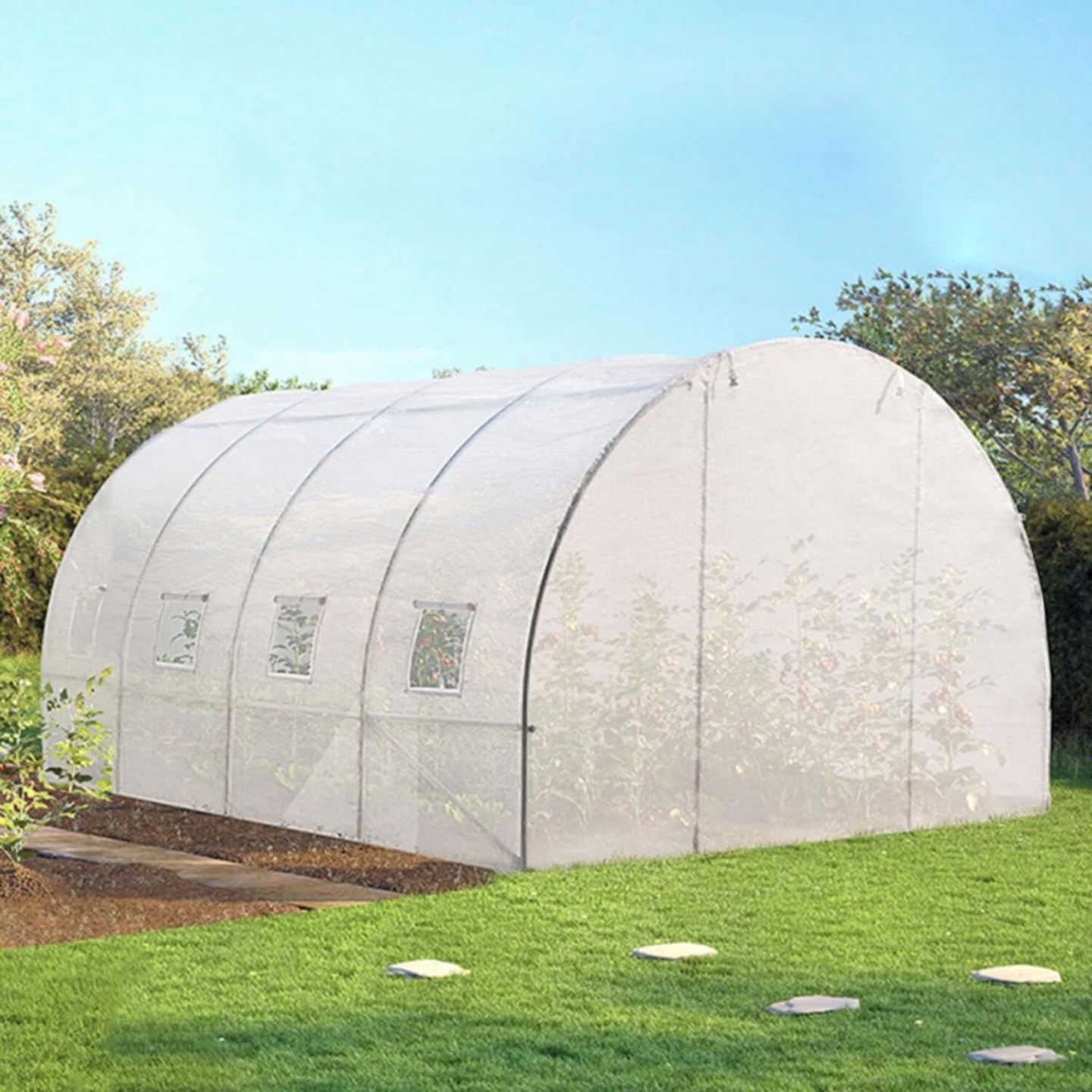 IDMarket - Serre Tunnel de Jardin 12M² Blanche Gamme maraîchère Zebra 4x3M