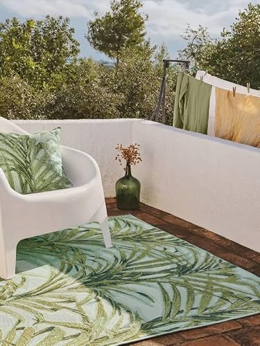 RugVista Areca, Dywan wewnętrzny i zewnętrzny, Nowoczesne, 300 x 400 cm, Prostokąt, Niski, Patio, Prać wyłącznie ręcznie, Odporne na promieniowanie UV, Zielony/Jasny Niebieski
