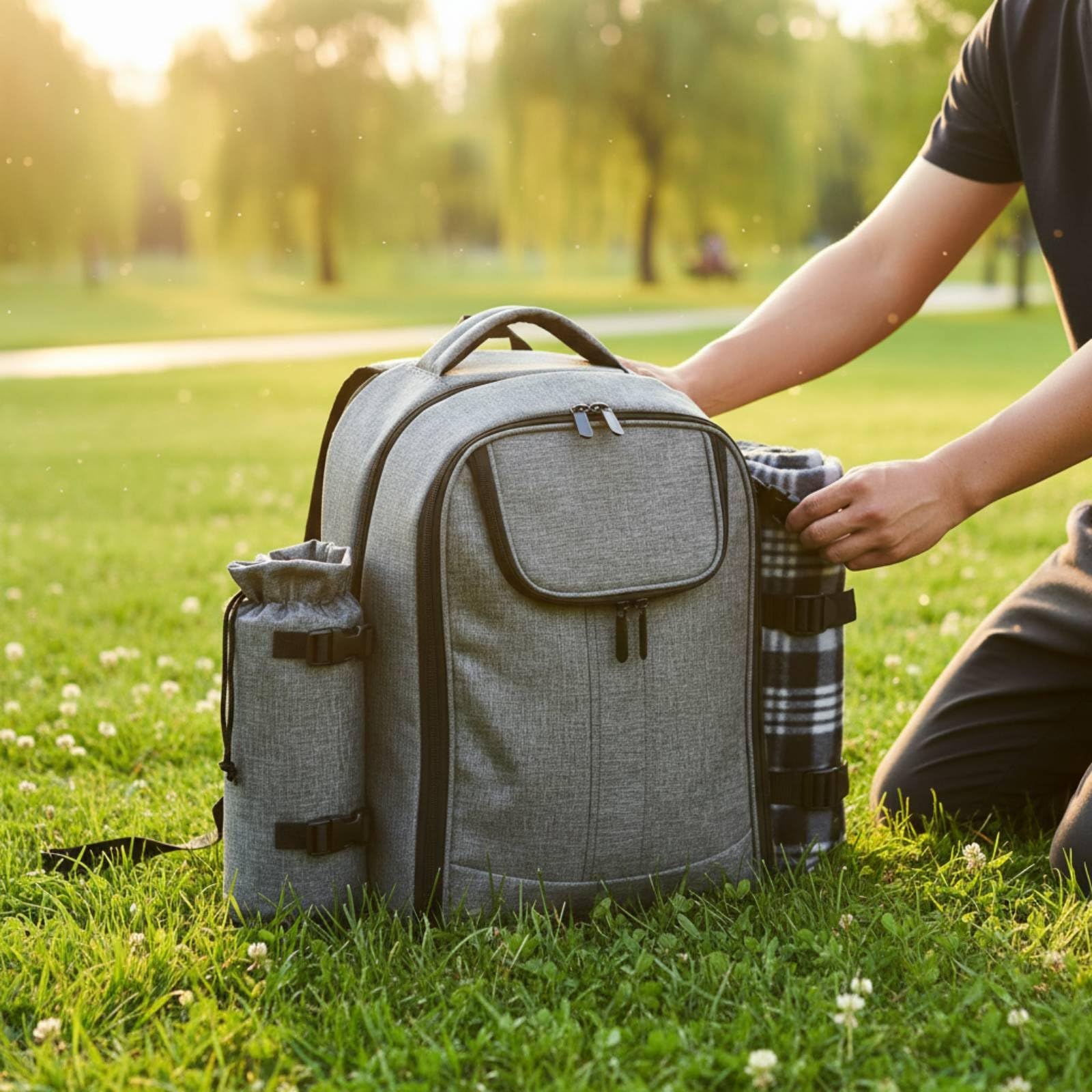Zaino Isolante Porta Pranzo Picnic Borsa Termica Contenitore Utensili Funzione Termoregolatrice Materiali Diversi Facilità Trasporto Adatto per Picnic