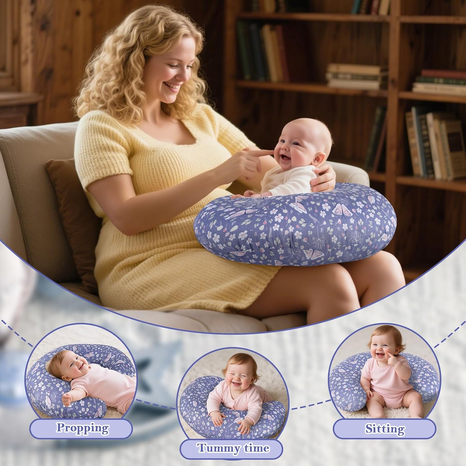 Nursing Pillow & Breastfeeding Pillow – Ergonomic C-Shape for Breastfeeding & Bottle Feeding, Standard Size Breathable with Washable Cover, Hypoallergenic,Tummy Time & Sitting Support (0-12Months)