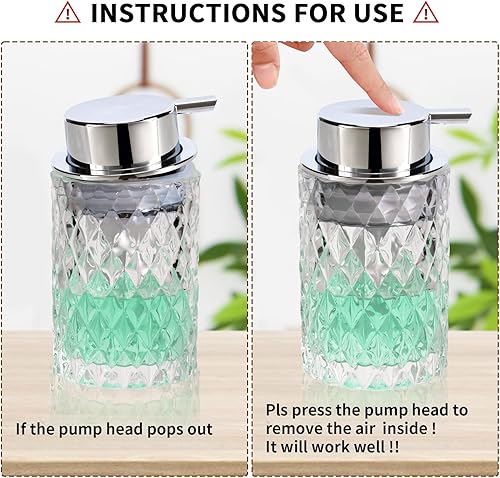 Miniatura 6 de Dispensador de jabón de vidrio para baño con bomba líquida de plástico resistente al óxido (no puede espumar), dispensador de loción de manos,