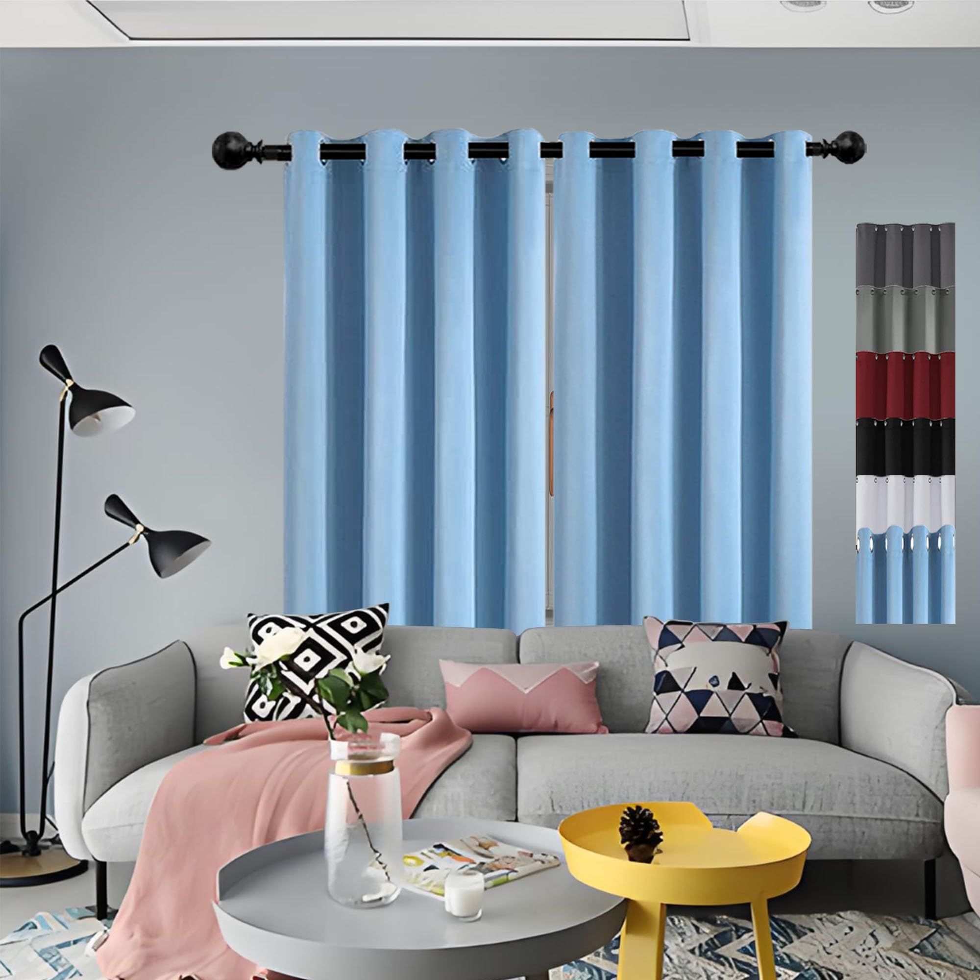 Tende Antipolvere 130 x 190 cm Isolamento e Blocco Della Luce Tenda Oscurante Termico Antivento Adatto per La Cucina, Blu Cielo