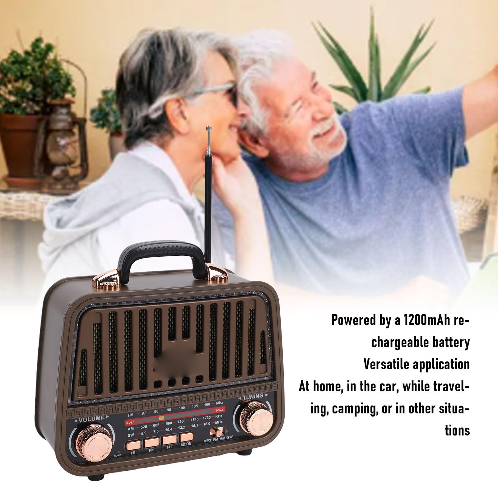 Cryfokt Altavoz Bluetooth Retro, Radio Am FM SW Portátil