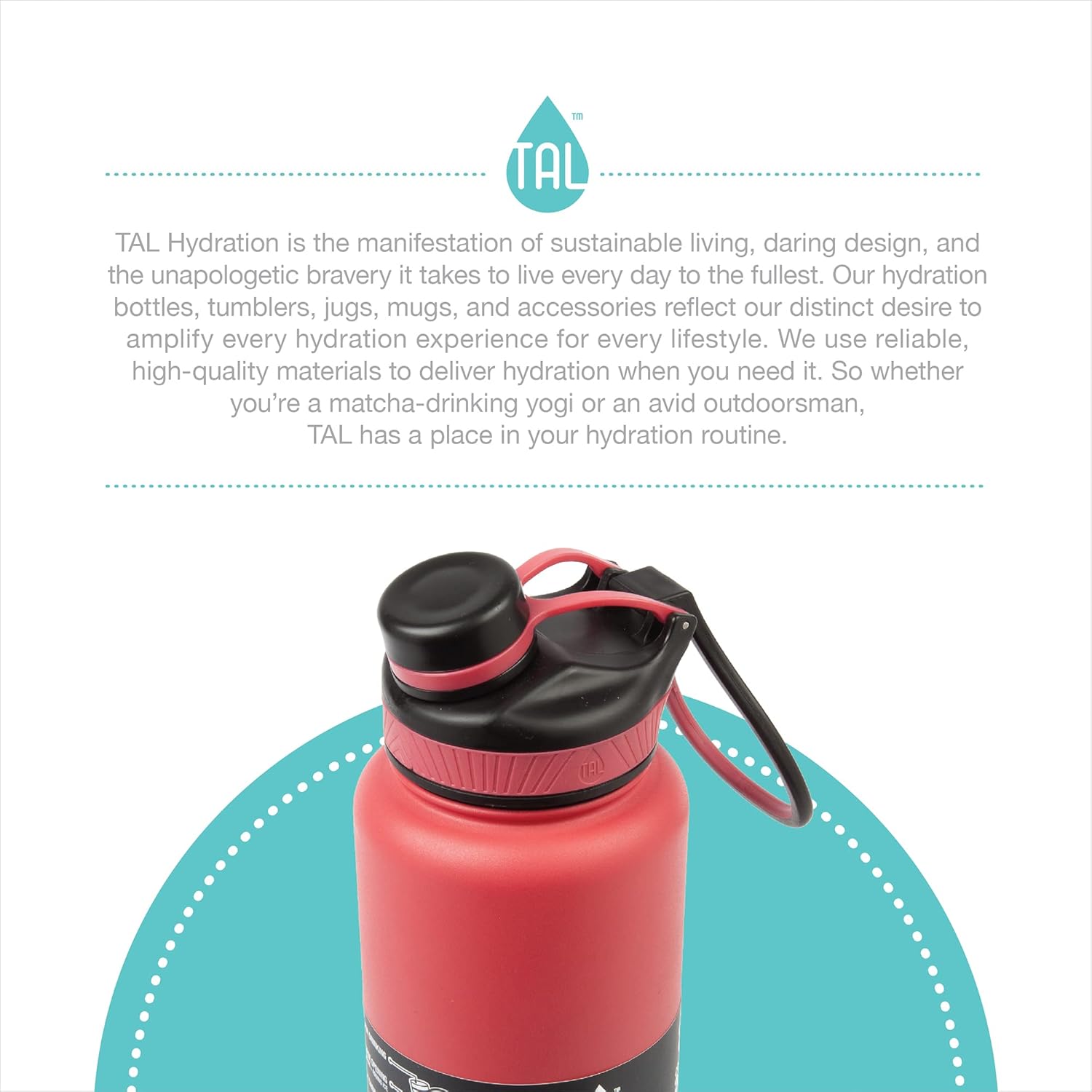 MUHU TAL Water Bottle Double Wall Insulated Stainless Steel Ranger Pro Tumbler 40oz, Coral (Coral)