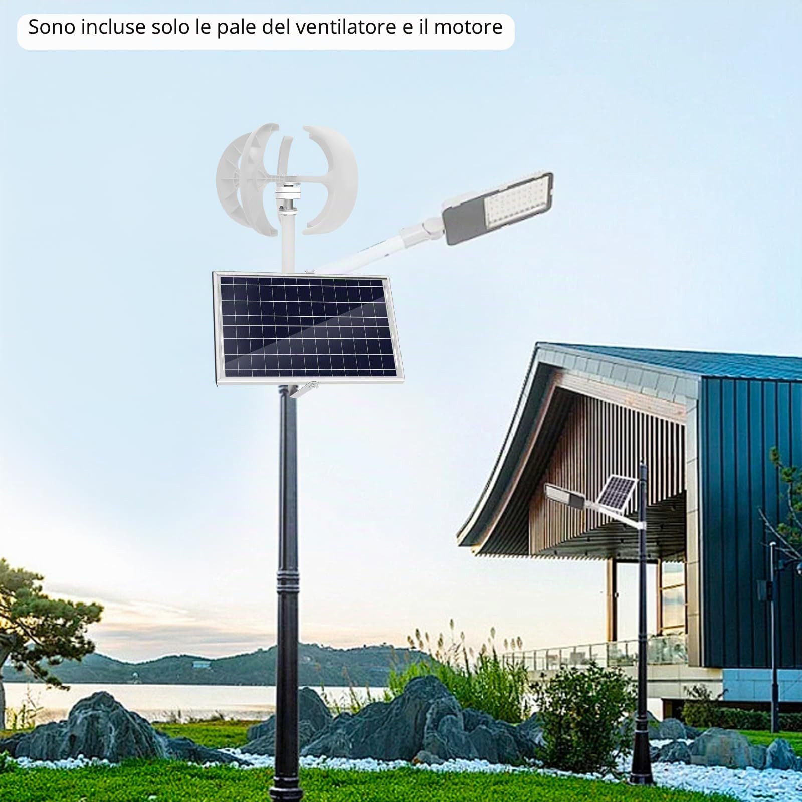 Turbine Generator Lantern Wind Lanterna Bianca Turbina eolica con controller, Generatore eolico per lampade eoliche e solari, 600 W, 24 V, 90 x 60 cm