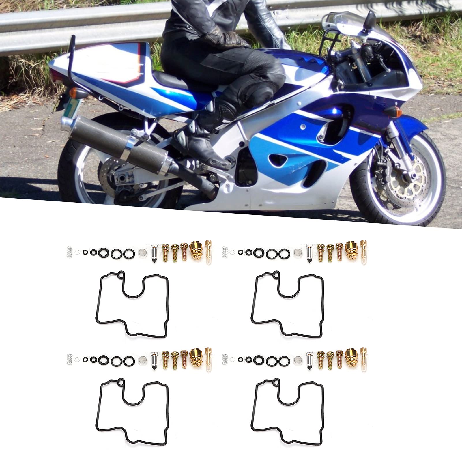 Kit Réparation Carburateur Moto 60 Pièces - Compatible Suzuki GSX-R 600 1997-2000 & VL1500 Intruder