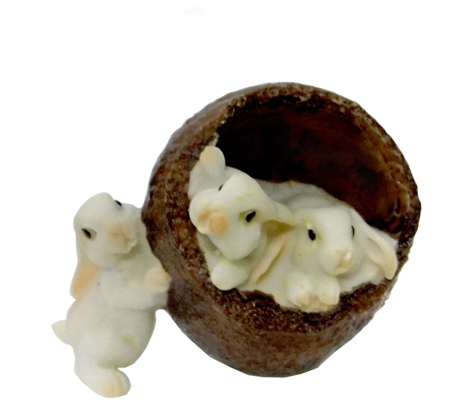 Fiddlehead Fairy Village -3 Bunnies in Nut Shell