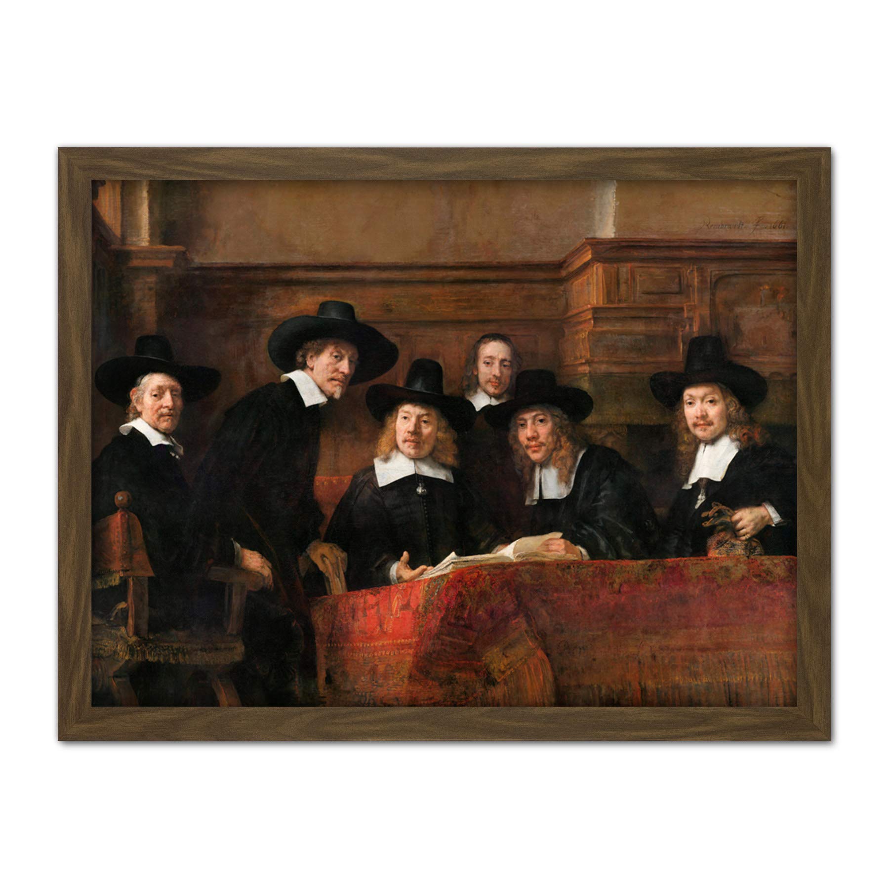 Artery8 Rembrandt Syndics Of The Drapers' Guild Portrait Artwork Framed Wall Art Print 18X24 Inch