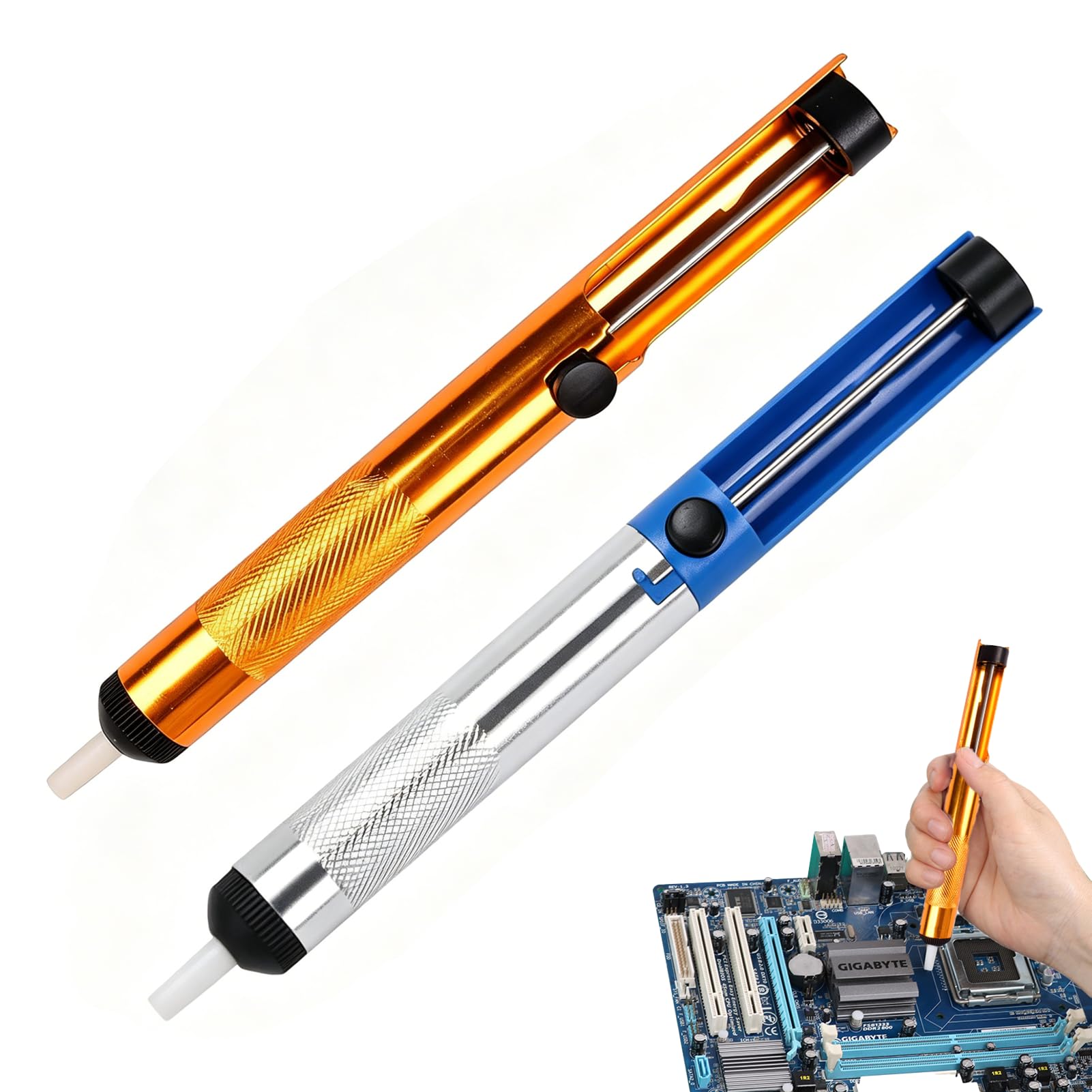 2 PCS Pompe à Dessouder, Pompe à Dessouder Étain Professionnelle, Aspirateur Soudure pour Cartes Mères Sensibles, Désoudage Composants Électroniques, Réparation Appareils Électroniques