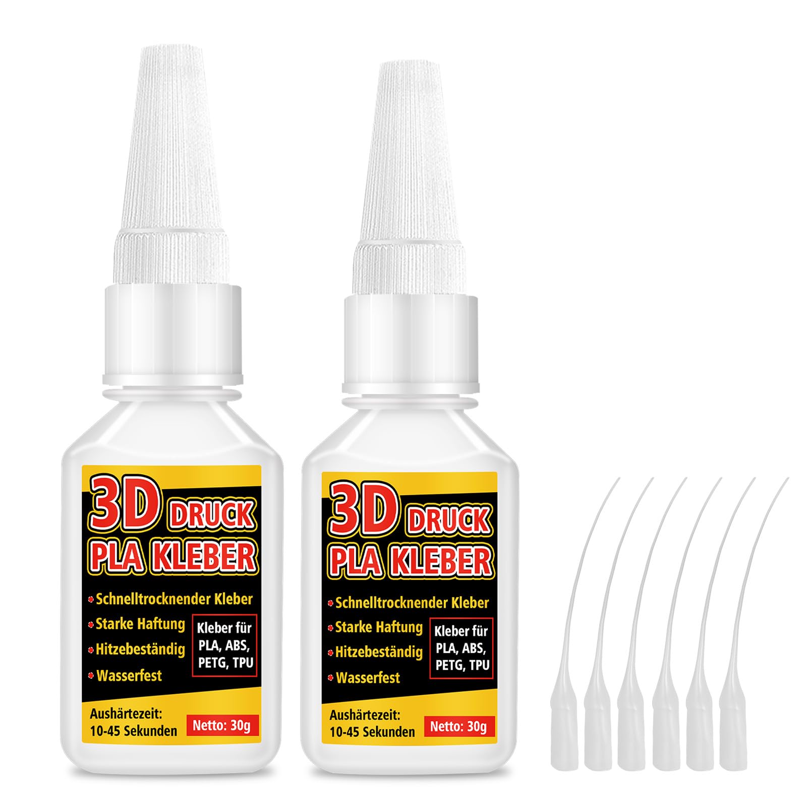 AstraVox Colla per Modellismo 60g con 6 Pipette, Colla Stampante 3d per PLA, PETG, ABS e TPU, Impermeabile, ad Asciugatura Rapida, Adesione Super Forte (trasparente)