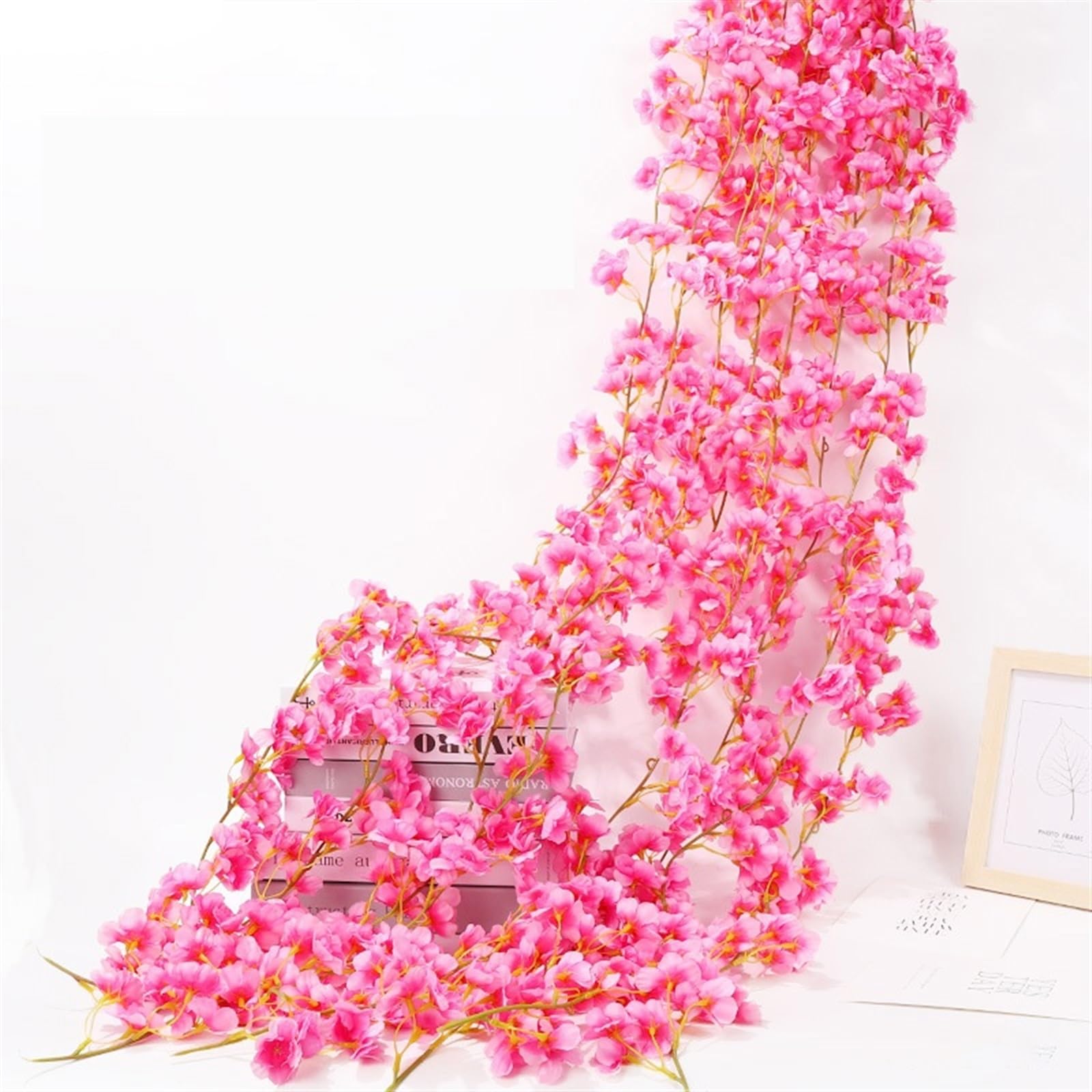 MNUvxzaewf Pink Sakura Garland Cherry Blossoms Vines Garden Arch Decor Wedding Party Home Decoration(1.8m rose)