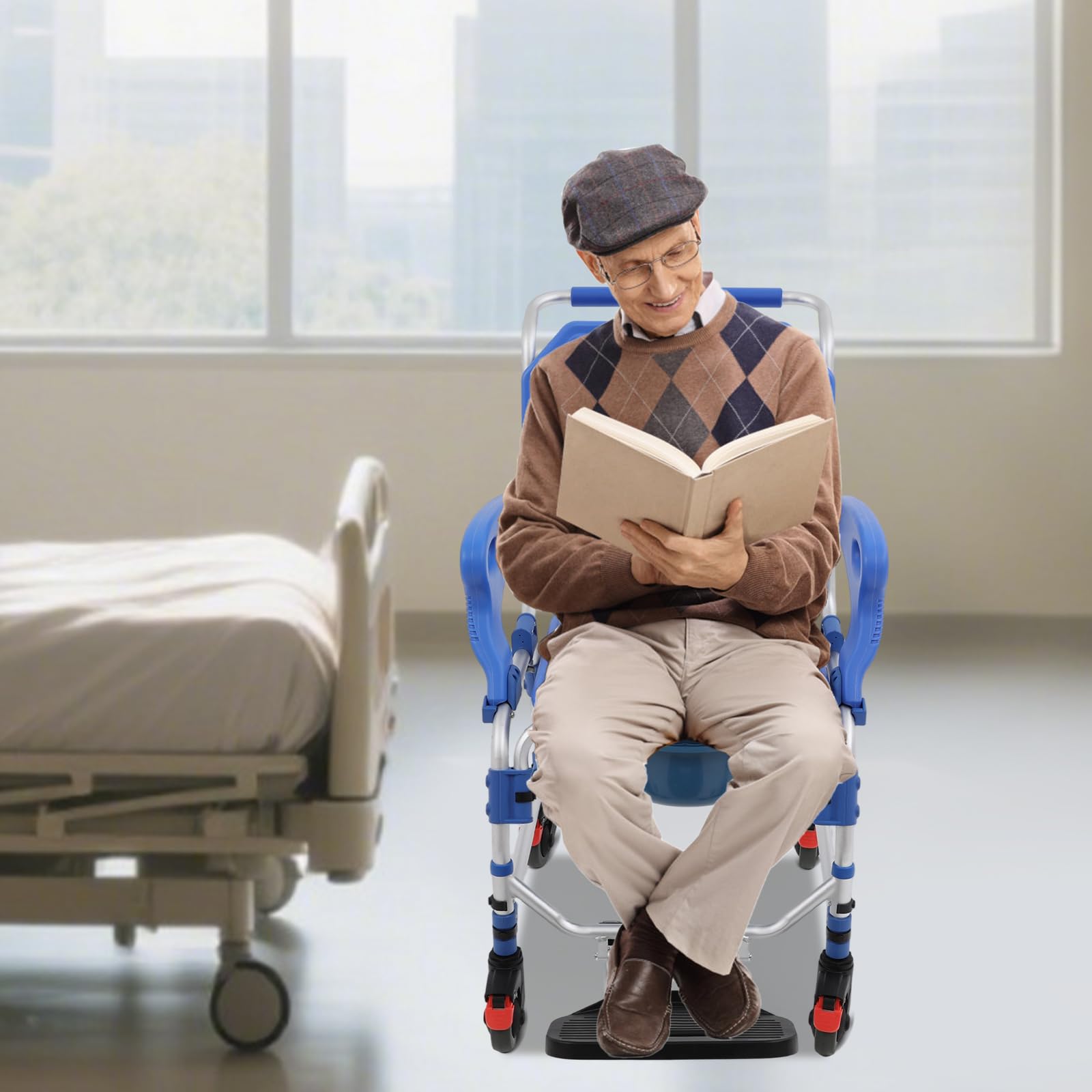 Sillas de inodoro móviles con ruedas, sillas de ducha móviles especialmente para personas mayores, sillas de ruedas de ducha móviles, sillas de inodoro, adecuadas para pacientes, personas mayores