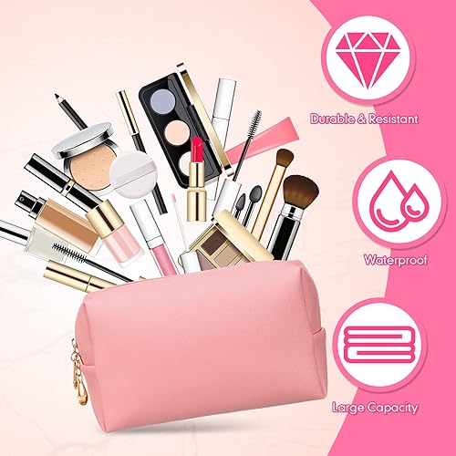 Miniatura 3 de Kigeli 15 piezas de bolsa de maquillaje de piel sintética bolsa de maquillaje a granel impermeable con cremallera bolsa de viaje para artículos de