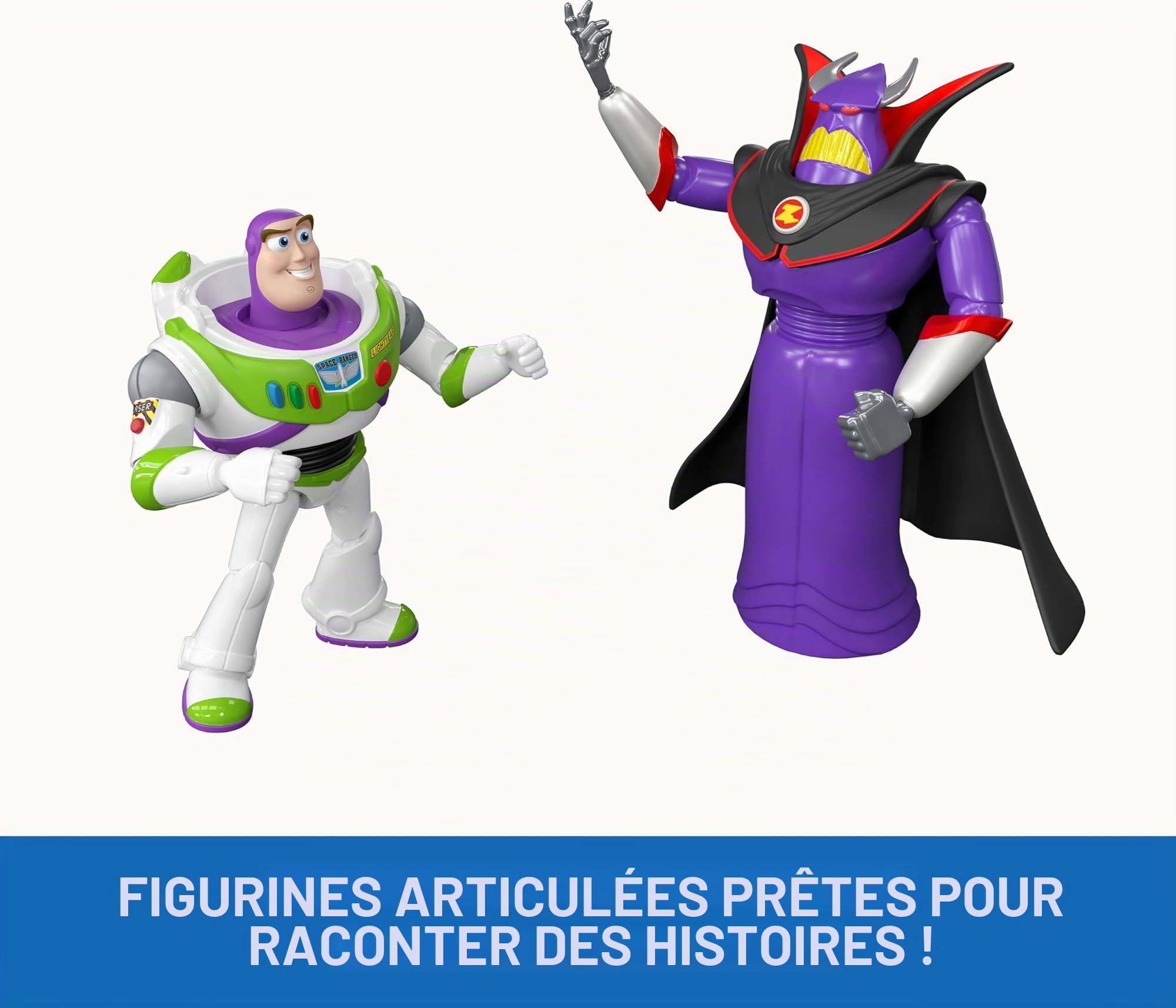 Mattel Disney Pixar Storytellers Story Intergalactic Lot de 3 Figurines d'action Buzz l'Éclair Échelle 10,2 cm Jouets articulés Zurg et Alien