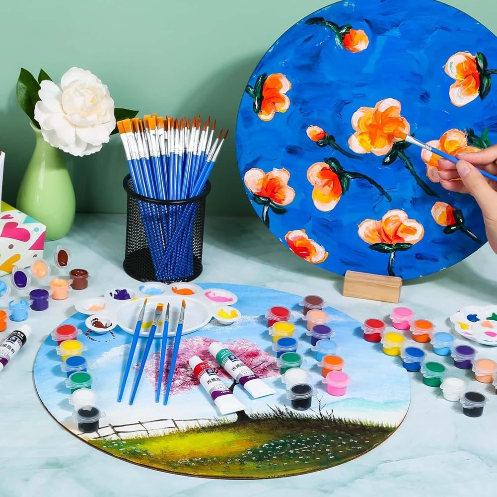 Mini Juego de Pintura Acrílica para Manualidades, 12 Colores Individuales de Pintura de Arcilla Acrílica para Manualidades para Fiesta de CumpleañosSip & Paint Night