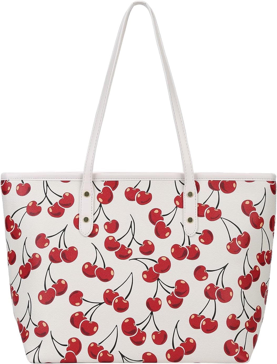 LAIQIAN Cherry Tote Bag for Women Bow Shoulder Tote Handbag Faux Leather Top Handle Bag for Work/Travel 2025