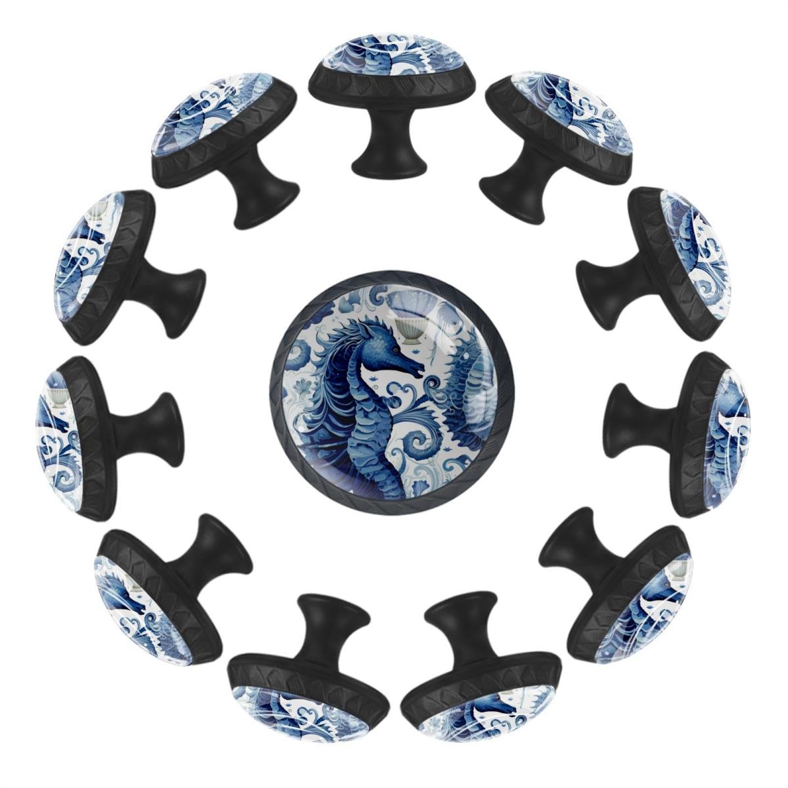 Boutons de tiroir hippocampe bleu pour remplacer des poignées usées lot 12