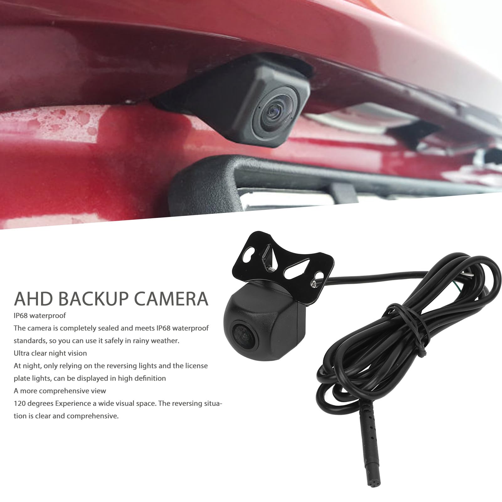 AHD kamera cofania 720p 1080p do samochodów SUV, kamperów, szeroki kąt widzenia 120 stopni, widoczność w nocy, widoczność w nocy, IP68, przyłącze DC 12 V