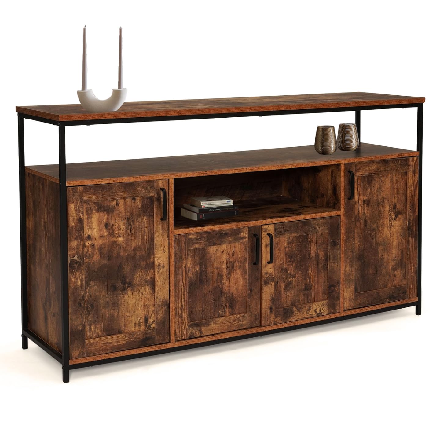 IDMarket Dayton - Aparador (140 cm), diseño industrial | Con 4 puertas con nicho