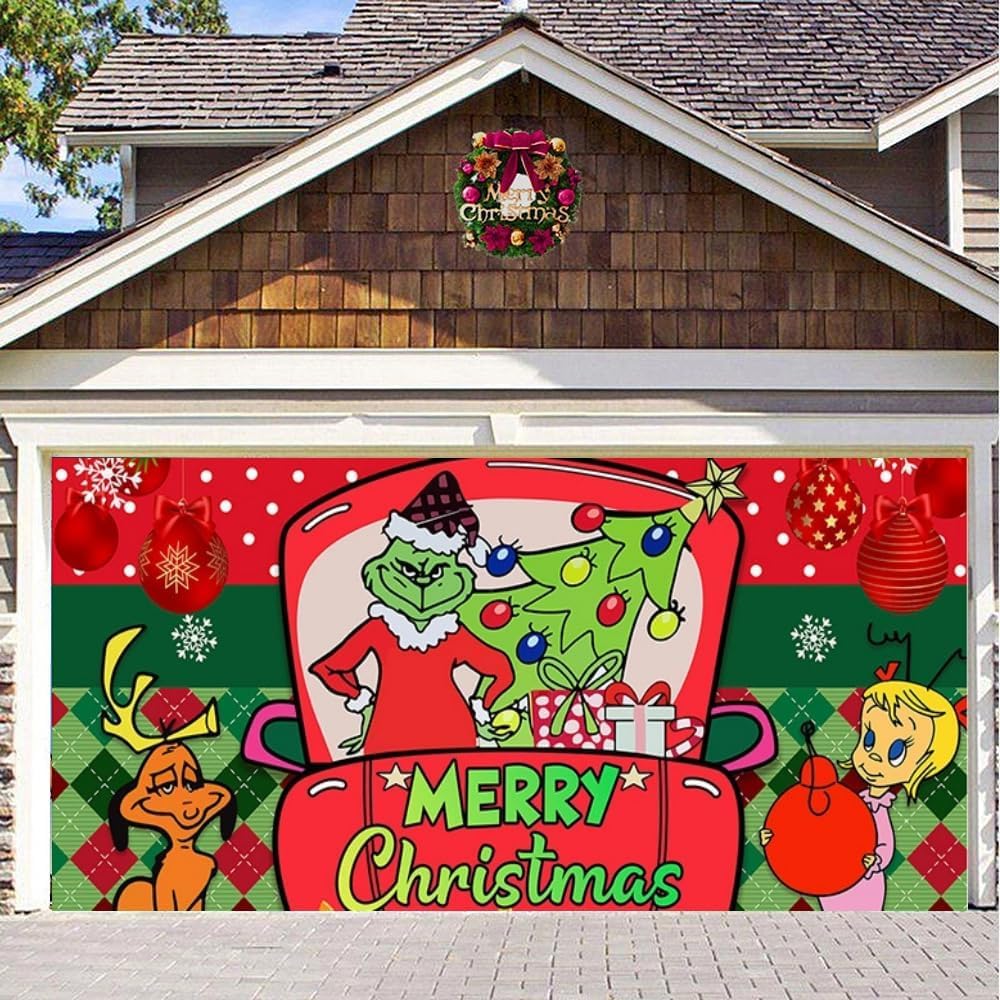 Christmas Garage Door Banner Decorations, 7x16 FT, 2023