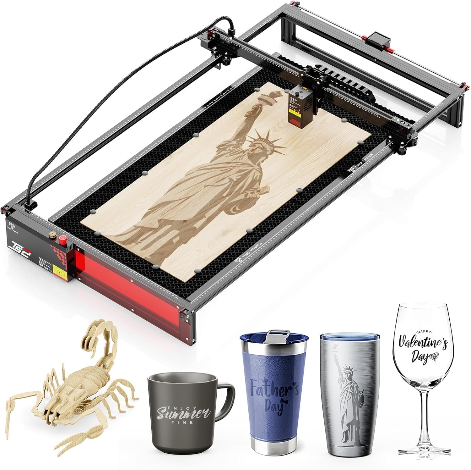 Oです。 Twotrees TTS-20 Pro 20W Laser Engraver Machine + Y-Axis Rotary + Riser