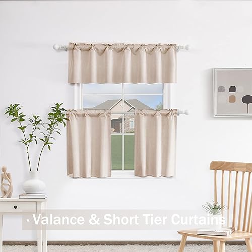 Miniatura 8 de Luvyohmee Cenefas rosas para ventanas, cenefas opacas para sala de estar, cortinas de lino sintético para dormitorio, cocina, baño, cafetería,