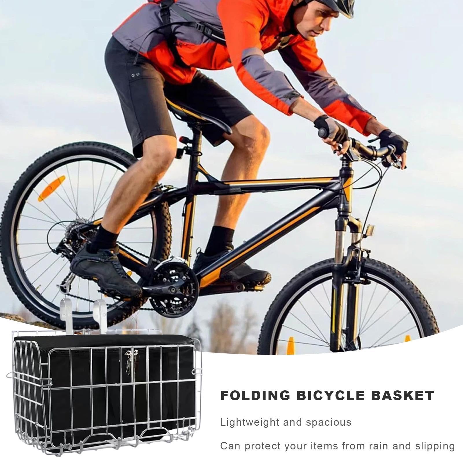 Cestino per bicicletta – Supporto per bicicletta in metallo, portabiciclette anteriore | Borsa per la scuola con borsa interna rimovibile, scatola pieghevole in metallo per bicicletta, zaino, display