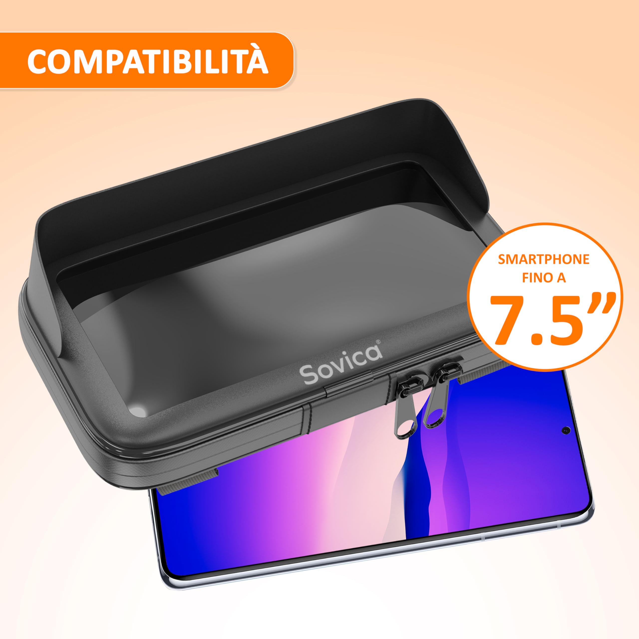 Porta cellulare moto impermeabile con visiera antiriflesso – Protegge lo smartphone da pioggia e vibrazioni – Ideale per viaggi lunghi e tragitti quotidiani – Compatibile con telefoni fino a 7.5"
