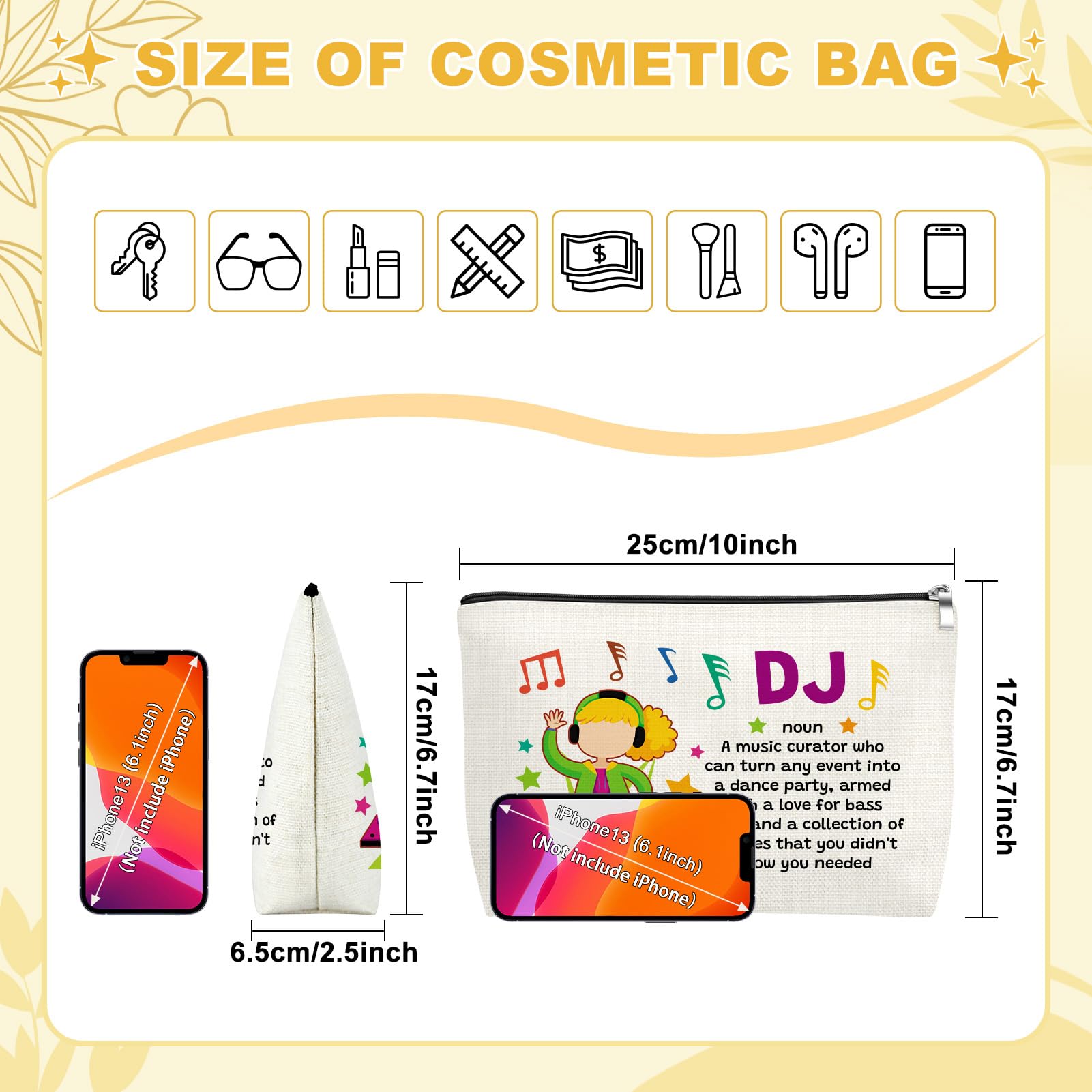 Mxrymvu Music Lover Gift Makeup Bags DJ Gifts for Women Men Disco DJ Appreciation Gift Cosmetic Bags Birthday Gifts for Musician Singer Bar Lovers Disco Lover Christmas Thanksgiving Present