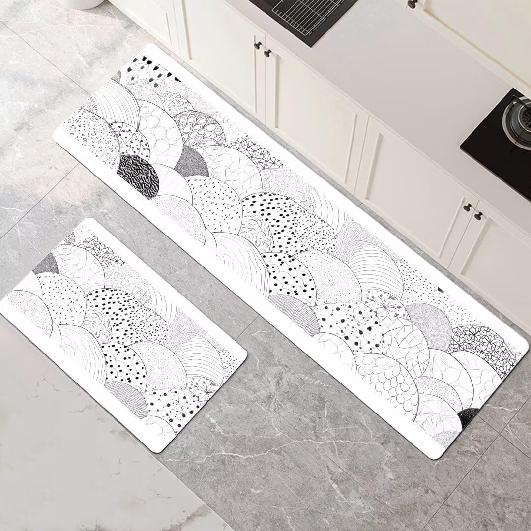 Alfombra cocina lavable blanca de 2 piezas, alfombras antideslizantes de secado rápido