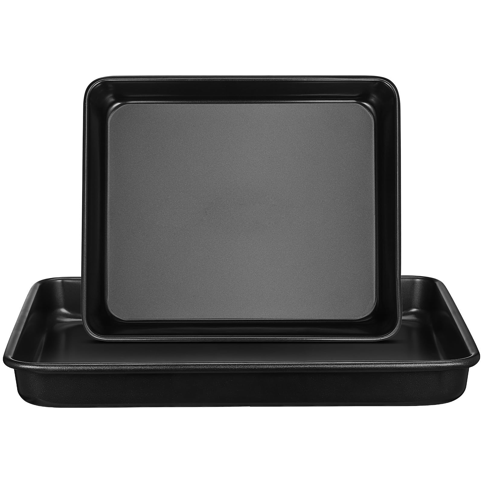 Bandeja para Hornear de Acero Inoxidable, 2 Piezas, Negro | Antiadherente, Fácil de Limpiar, Robusta, para Horno Tostador, Set Compacto de Cocina