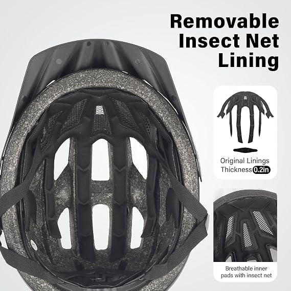 Youth Adult Road Bike Helmet, Men Women Adjustable Mountain Bicycle Helmet with Detachable Visor, 2 Sizes for Age 8-14+ Youth, Kids, Adult