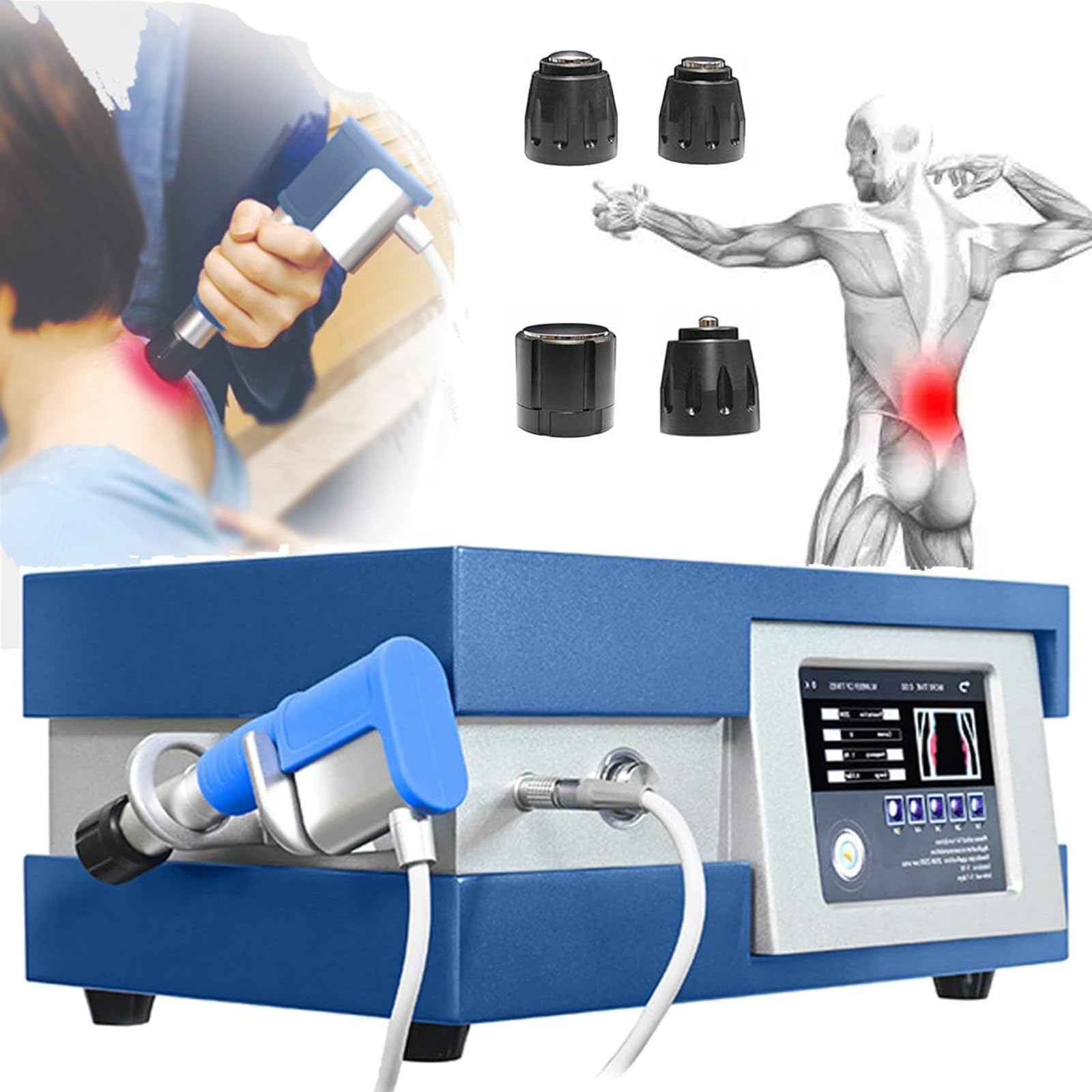 Extracorporal Therapy Machine ED Shockwave Therapy Machine Masażer do ciała do masażu przeciwbólowego, z głowicami masującymi