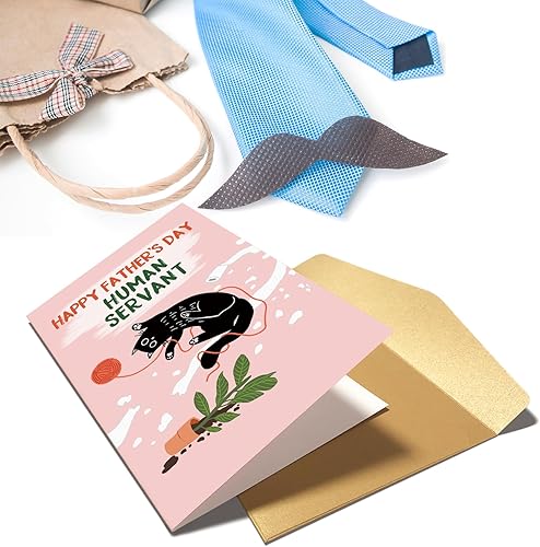 Miniatura 5 de Chenive Divertida tarjeta del día del padre de gato, bonita tarjeta del día del padre de gato, tarjeta feliz del día del padre para gato papá,