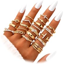 Gold Stackable Rings for Women, Knuckle, Midi, Statement Ring Set