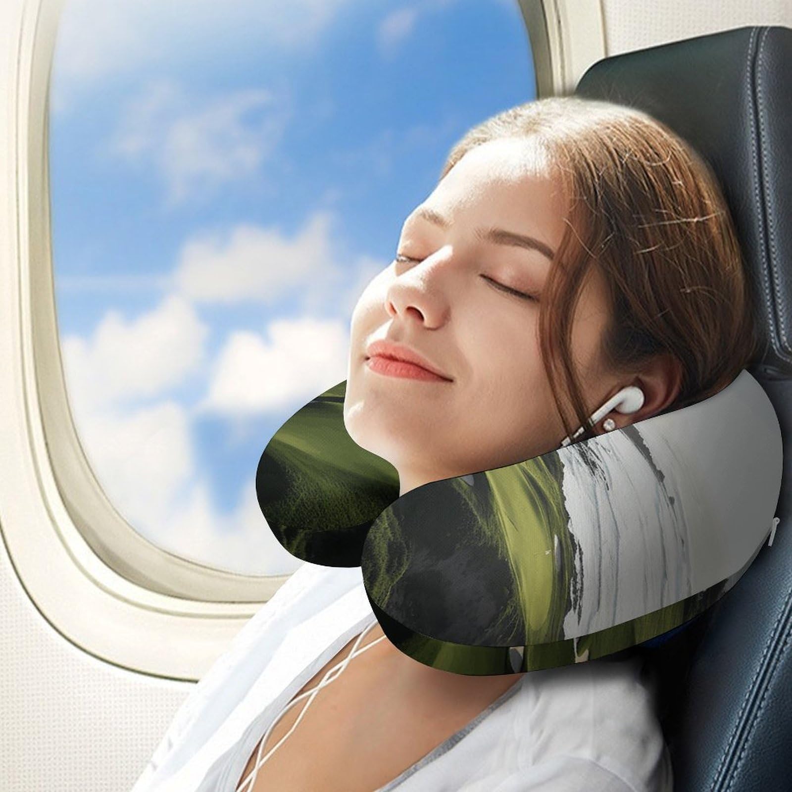 Almohada en forma de U para campo de golf, núcleo de almohada de espuma viscoelástica, cojín, proporciona apoyo para el cuello, almohada de viaje, adecuada para aviones, coches, hogares y