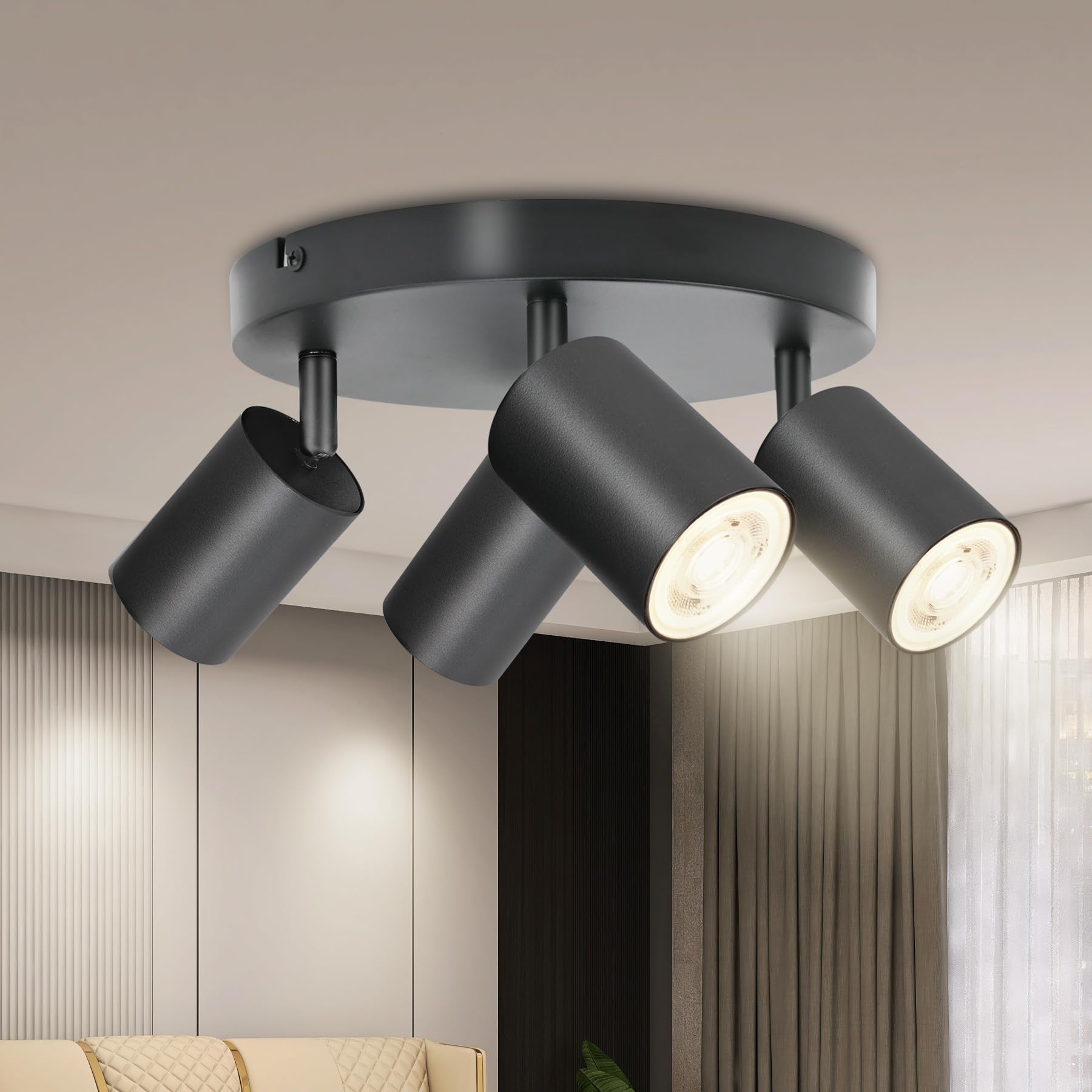 Plafonnier 4 Spots Alu Brossé – Orientables Et Encastrables, Intérieur