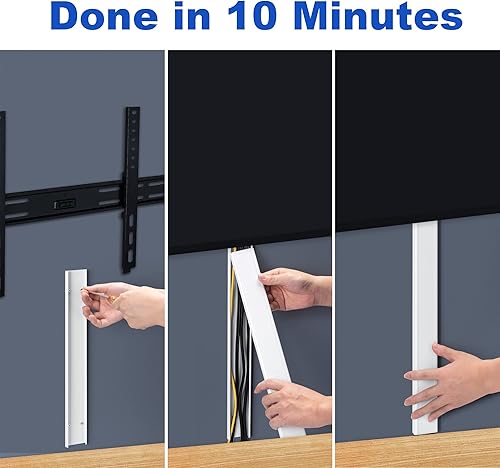 Miniatura 7 de Ocultador de cable de TV de 34 pulgadas para TV montado en la pared, cubierta de cable grande, kit de gestión de cables para TV, ocultador de cables
