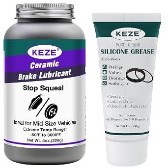 Keze High Temp Ceramic Brake Parts Lubricant Extreme Brake Grease 8 oz Food Grade Silicone Lubricant Plumbers Grease for Valve Sealant Faucet O Rings 1 oz 1 Pack