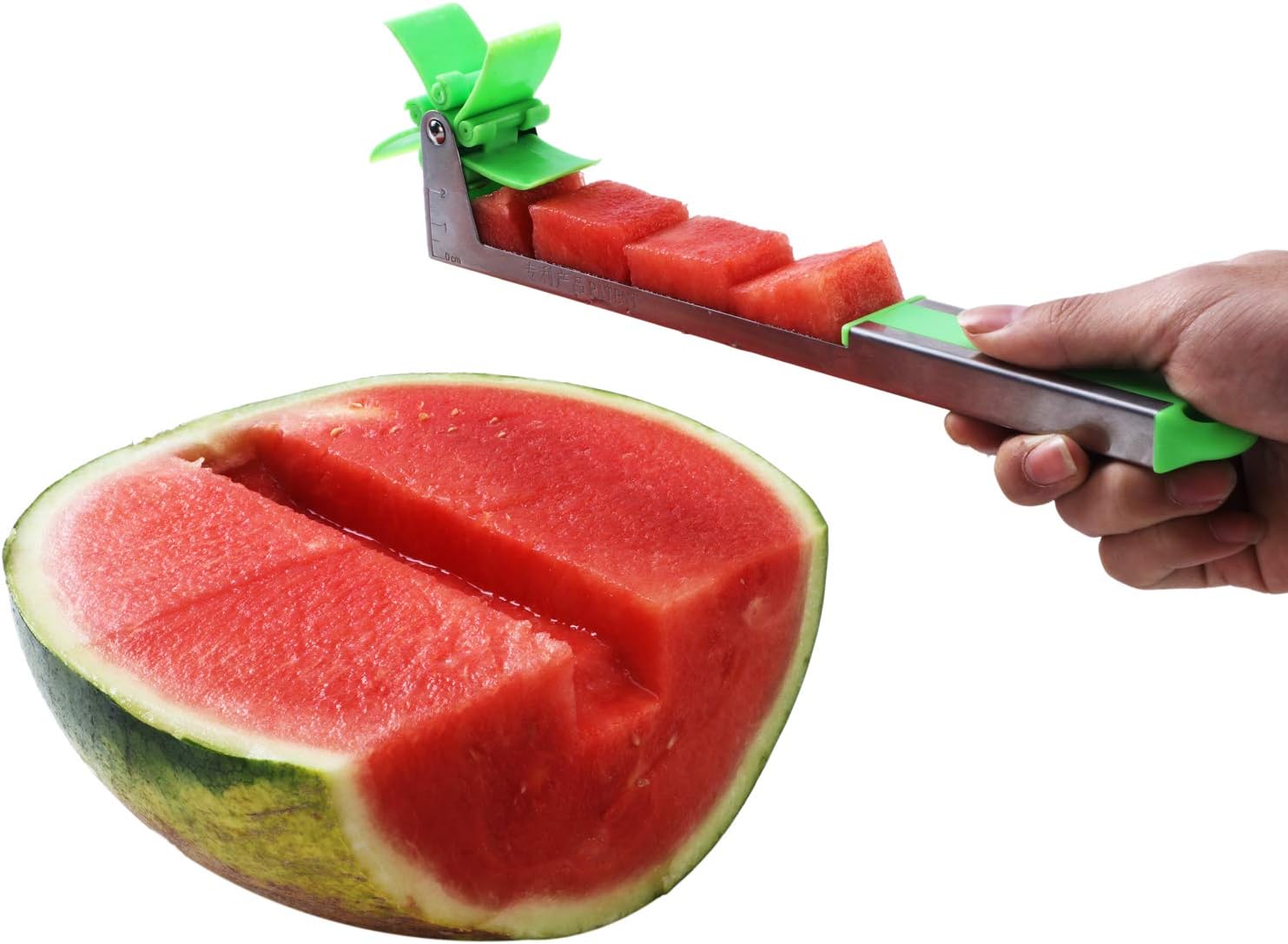Watermelon Slicer Cutter Knife Corer Windmill Stainless Steel Melon Fruit Tools with Melon Baller Scooper Easy Slicer Unique Kitchen Gadgets Watermelon Knife Home Gift Ideas
