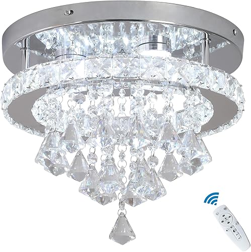 Miniatura 10 de Deckrico Lámpara de techo de cristal de 11.8 pulgadas, lámpara LED moderna de montaje empotrado, accesorios de iluminación para cocina, dormitorio,