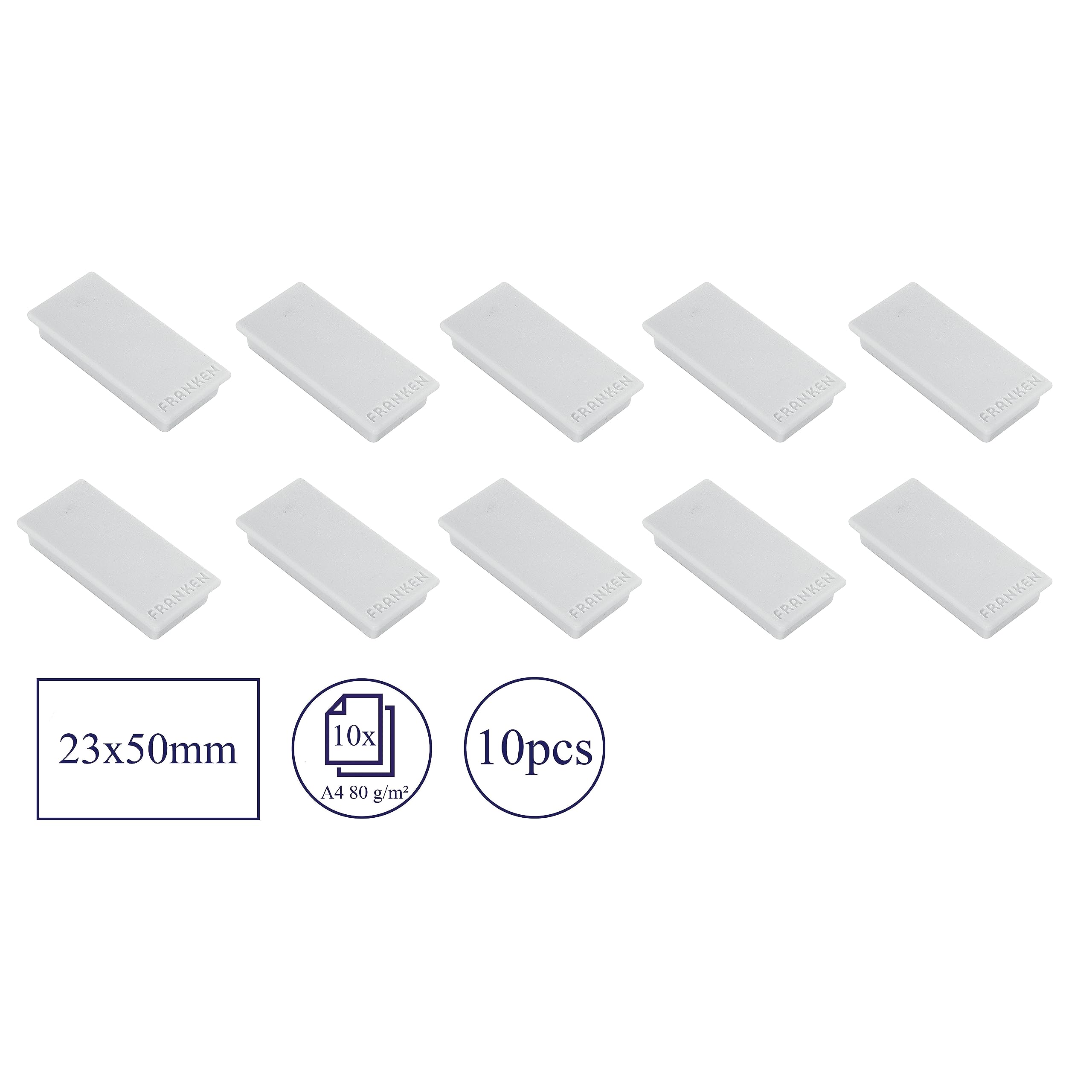 Franken HM2350 12 magnesów (siła przyczepności 1000 g) 23 x 50 mm, 10 sztuk, kolor szary